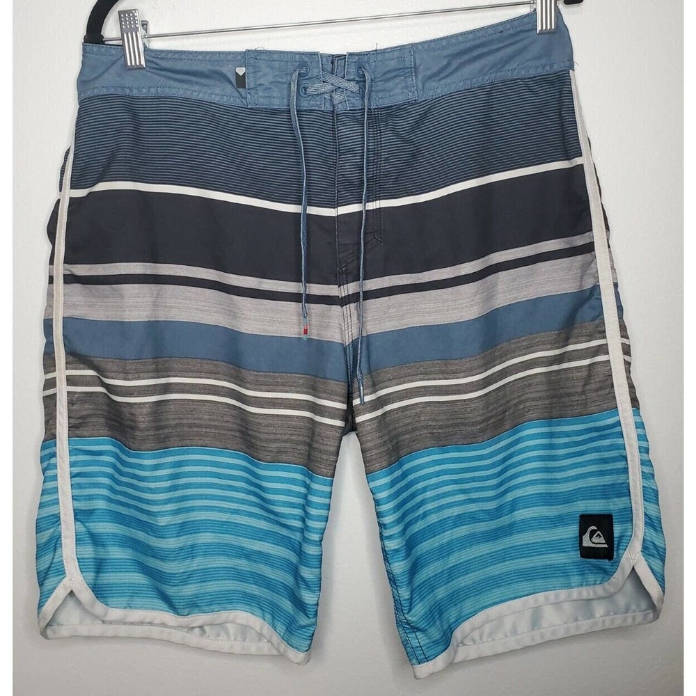 Quiksilver Retro Board Shorts Blue Men's Sz 32 Length 19.5" Surf Beach Ocean
